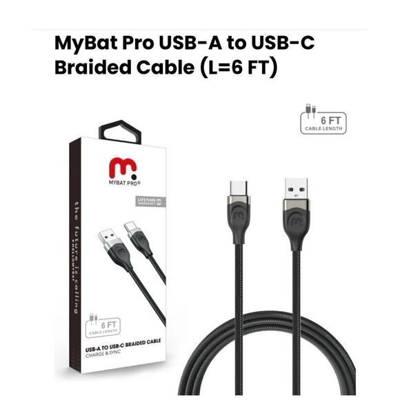 MyBat Pro USB Type-C Data Cable 6 FT - White Charging cable NWT iPhone 16 - Picture 1 of 5